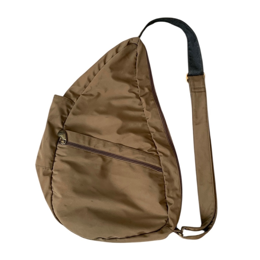 Ameribag healthy back sling bag brown nylon travel casual work‎ adjustable